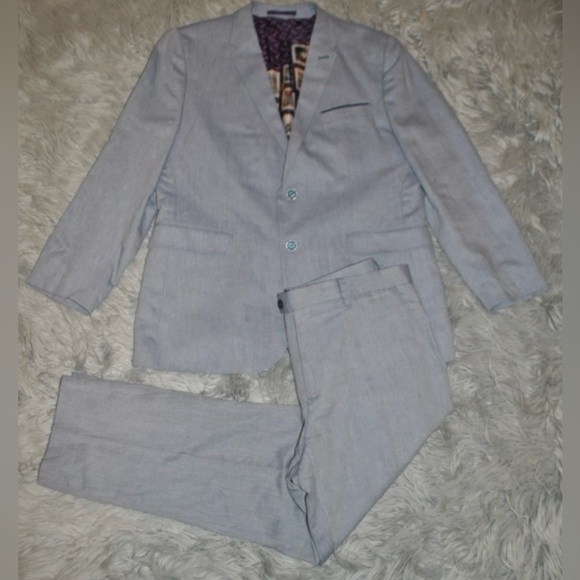 TED BAKER London Popping Blazer Jacket 6 (44) Poptros Suit Pant 36R Herringbone - Picture 1 of 8